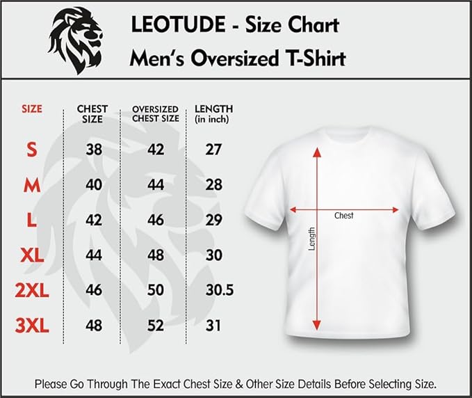 LEOTUDE Half Sleeve Oversized Cottonblend Round Neck Drop Shoulder Printed Men's T-Shirt (Color Black) - Image 2